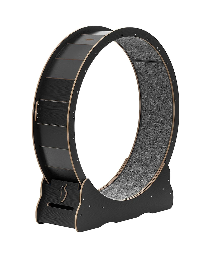 Cozito 48" Wooden Cat Exercise Wheel with Carpeted Runway and Locking Mechanism