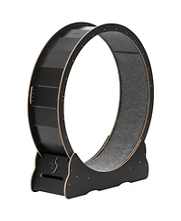 Cozito 48" Wooden Cat Exercise Wheel with Carpeted Runway and Locking Mechanism