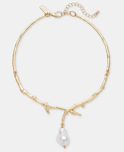 I.n.c. International Concepts Pave & Imitation Pearl Statement Collar Necklace, 13" + 3" extender, Macy's Exclusive