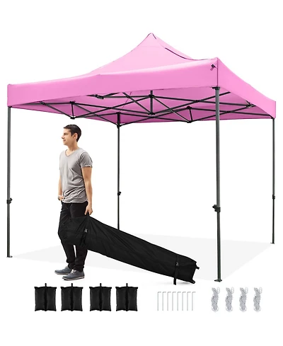 Mecale 10x10 ft Pop-Up Canopy Gazebo with Wheeled Carry Bag