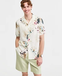 Club Room Men's Printed Silk-Blend Short Sleeve Shirt, Macy's Exclusive - Print