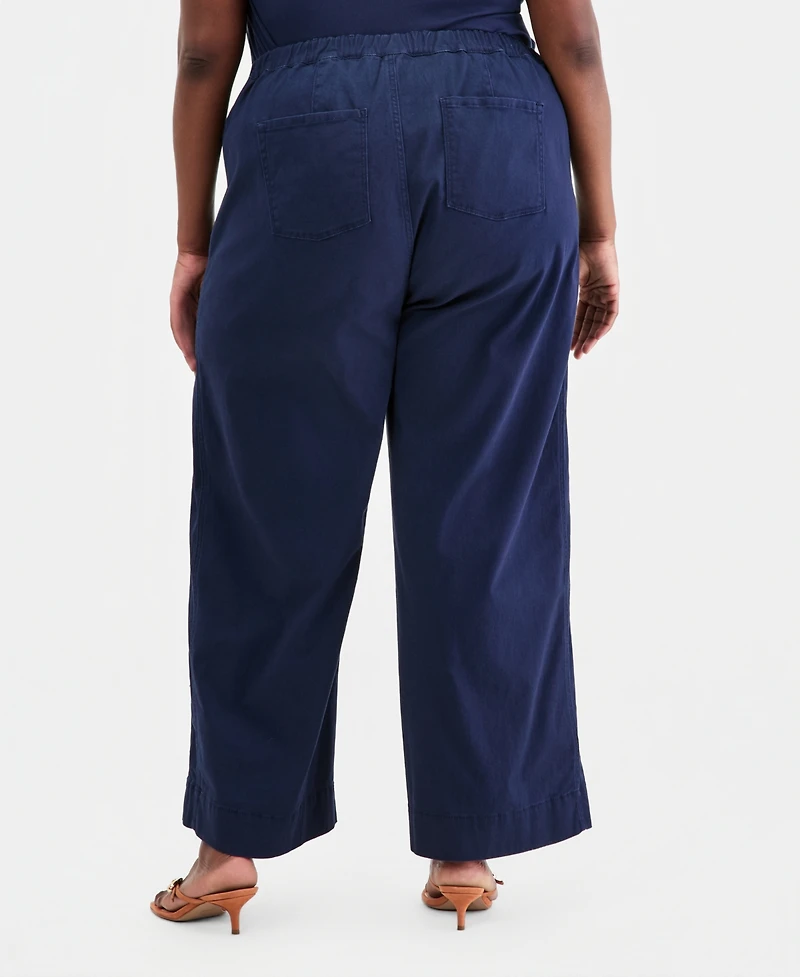 On 34th Trendy Plus Stretchy-Waist Wide-Leg Pants, Macy's Exclusive