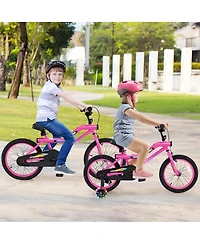 Hongge 16 Inch Led Lighted Kids Bike with Training Wheels and Headlight for Ages 4-7 Years