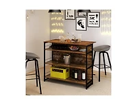 Slickblue 4-Tier Mini Bar Kitchen Island with Wine Rack and Footrest