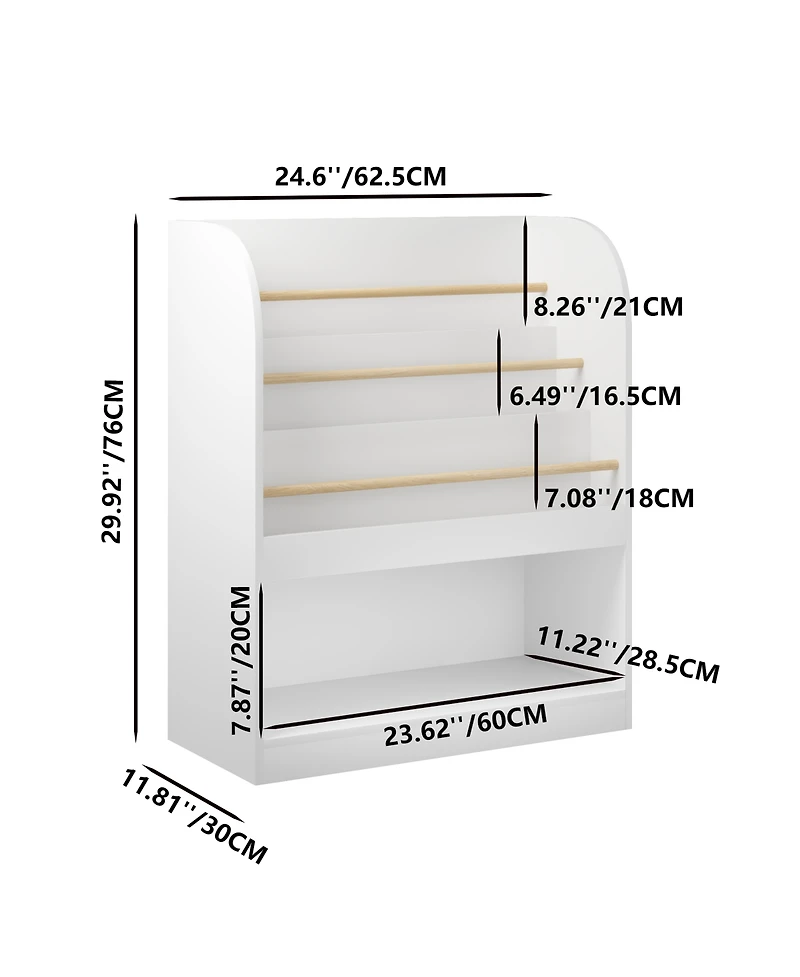 Rainsken Wooden Book Display & Toy Organizer