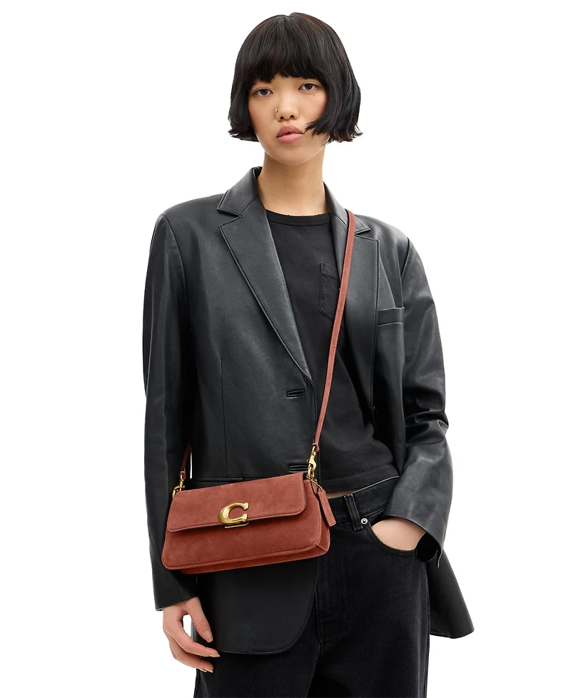 Coach Suede Jet Leather Small Shoulder Bag