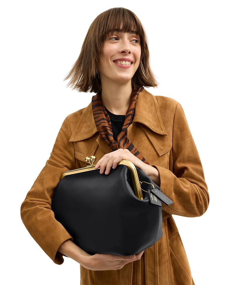 Coach Glovetanned Leather Kisslock Small Frame Bag