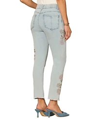 Democracy Petite Floral Embroidered Skimmer Jeans