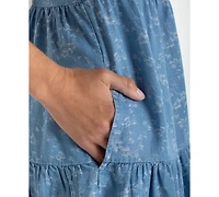 Liverpool Los Angeles Petite Tiered Flutter-Sleeve Dress