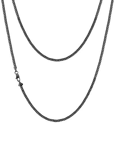 Rhona Sutton Men's Black Plated Stainless Steel Miami Cuban Chain Necklace