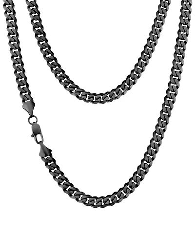 Rhona Sutton Men's Black Plated Stainless Steel Miami Cuban Chain Necklace