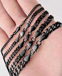 Rhona Sutton Men's Black Plated Stainless Steel Miami Cuban Chain Necklace