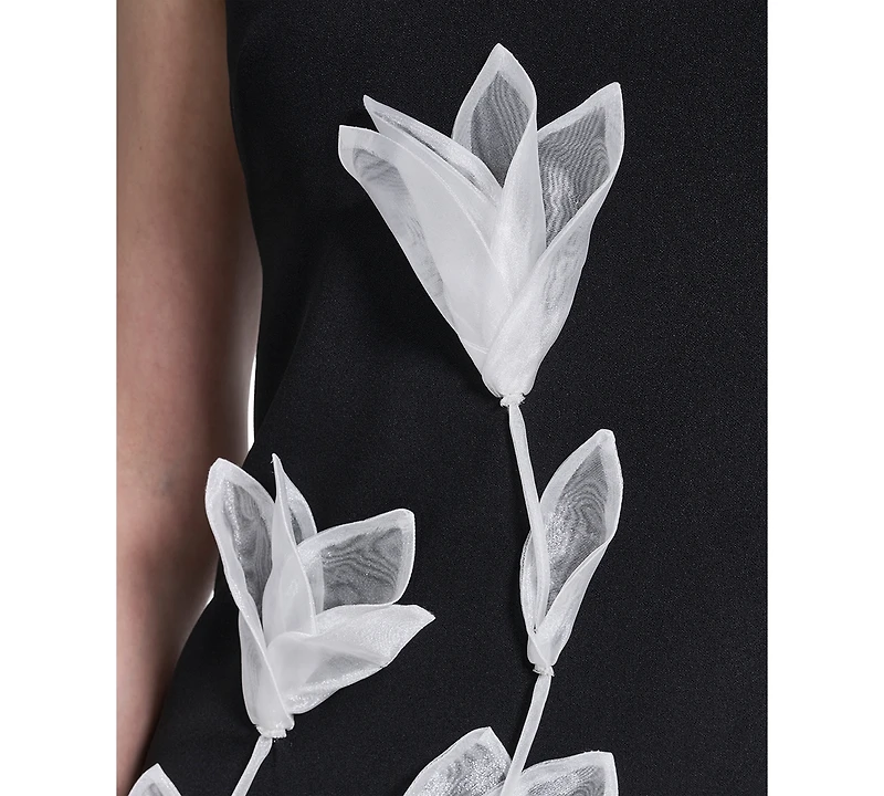 Vince Camuto Petite Square Neck Self Applique Shift Dress