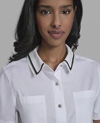 Karl Lagerfeld Paris Women's Short-Sleeve Top