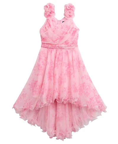 Bcx Girls' 7-16 Sleeveless Printed Mesh Wrap Dress