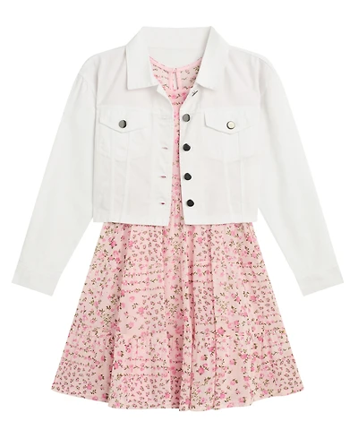 Bcx Girls' 7-16 Long-Sleeve Trucker Jacket and Dress, 2-Piece Set