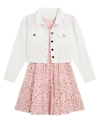 Bcx Girls' 7-16 Long-Sleeve Trucker Jacket and Dress, 2-Piece Set