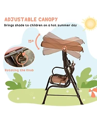 Outsunny Kids Patio Swing, Children Outdoor 2-Seat Porch Bench with Adjustable Canopy