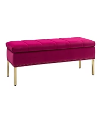 Hulala Home Upholstered Modern Flip Top Storage Bench with Metal Legs