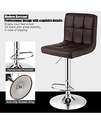 Set of 2 Bar Stools Pu Leather Adjustable Barstool Swivel