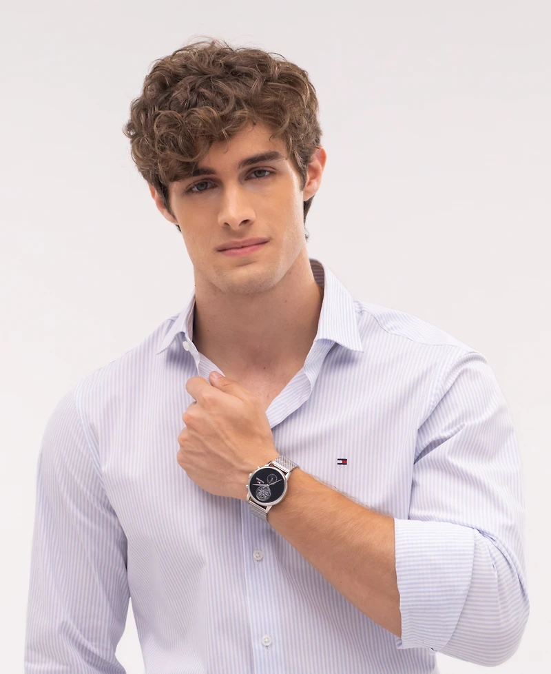 Tommy Hilfiger Men's Multifunction Silver Tone Stainless Steel Mesh Bracelet Watch, 40mm