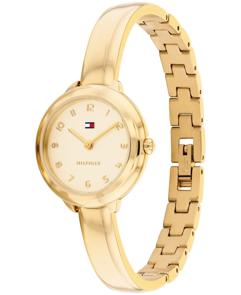 Tommy Hilfiger Women's Quartz Gold Tone Stainless Steel Bangle Bracelet Watch, 26mm