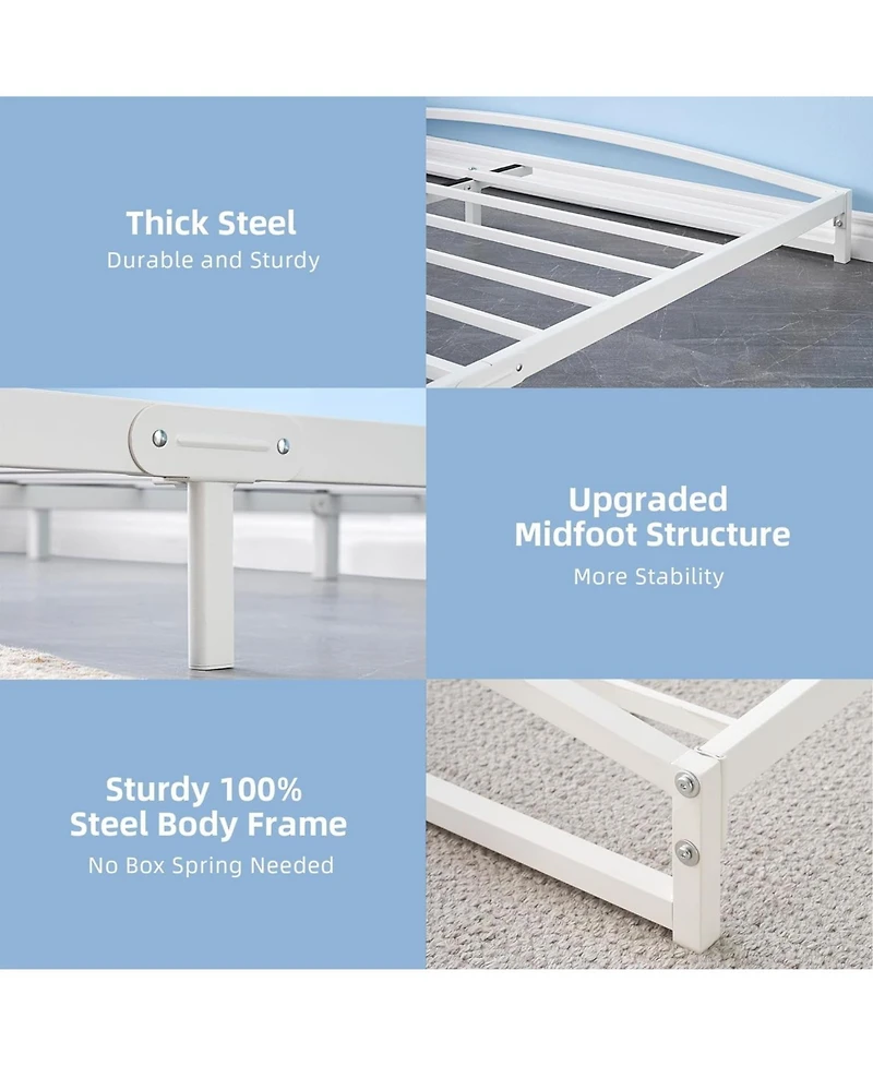 gaomon Metal Platform Bed Frame Low Profile Arch Design Steel Slat Support Noise-Free No Box Spring
