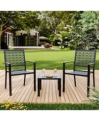 gaomon 3Pcs Patio Bistro Set, Iron Art Outdoor Bistro Table and Chairs Set of 2, Stackable Patio Dining Set, Outdoor Furniture Set for Patio, Balcony