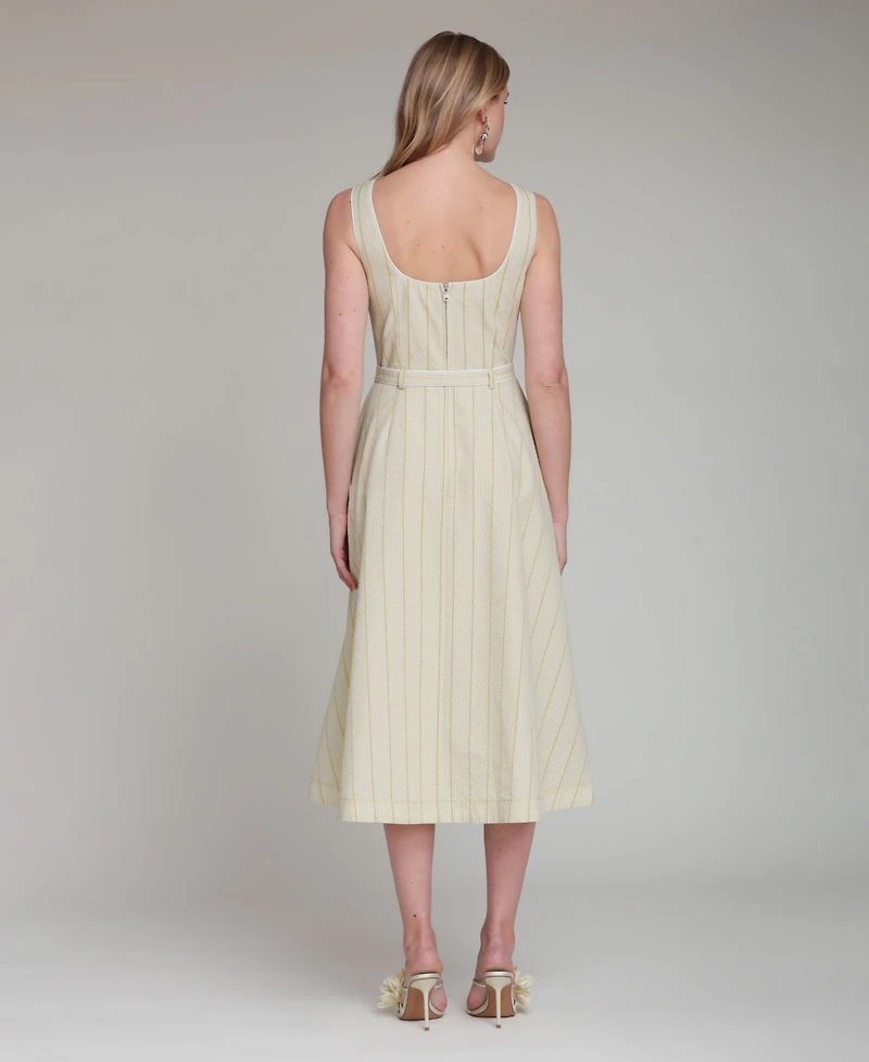 Avec Les Filles Women's Contrast Piping Midi Dress