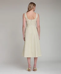 Avec Les Filles Women's Contrast Piping Midi Dress