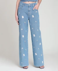 Avec Les Filles Women's High-Rise Printed Jeans
