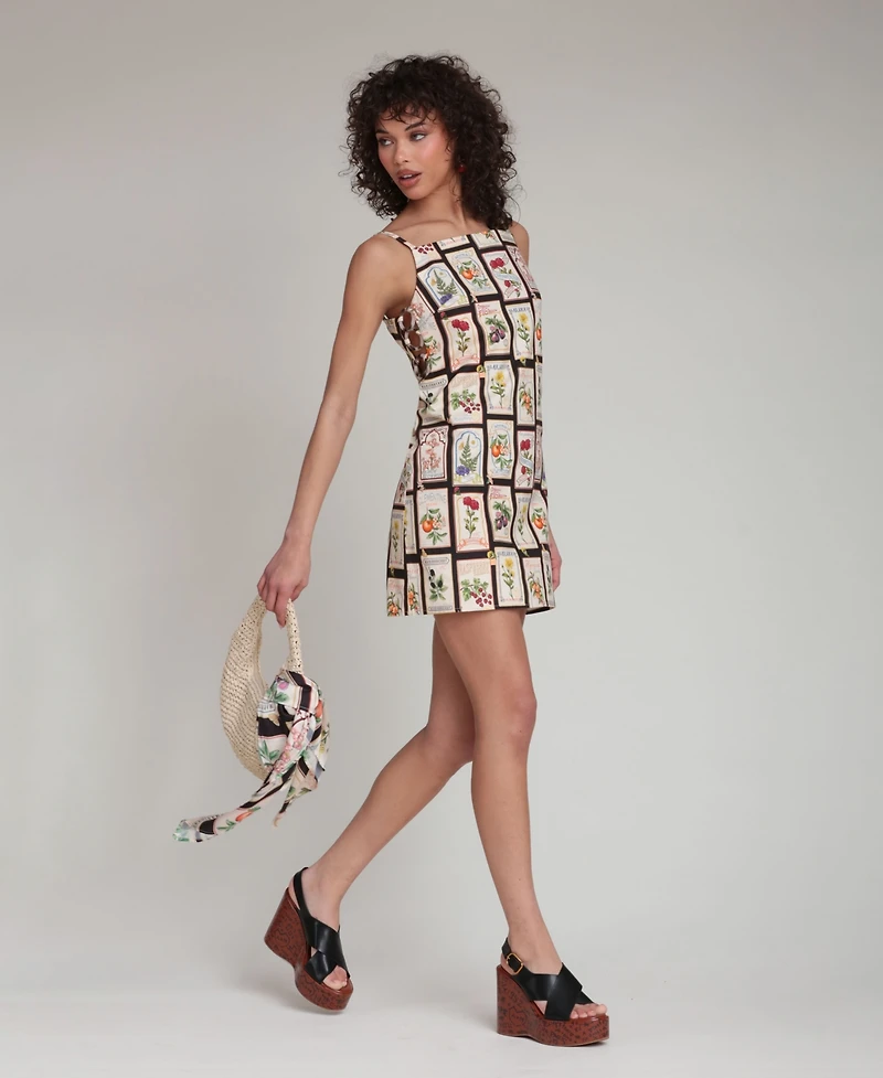Avec Les Filles Women's Botanical-Print Square-Neck Mini Dress