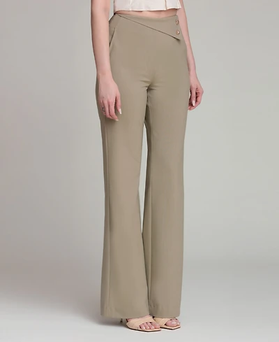 Avec Les Filles Women's Wide-Leg Mid-Rise Pants