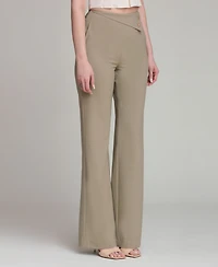 Avec Les Filles Women's Wide-Leg Mid-Rise Pants