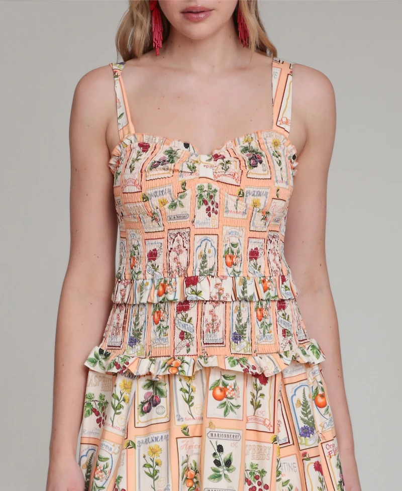 Avec Les Filles Women's Printed Smocked Midi Dress