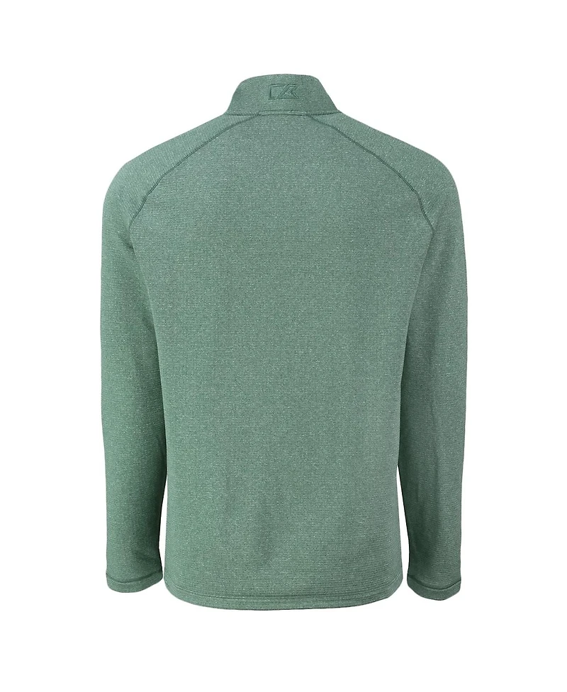 Cutter & Buck Men's Heather Green Bay Packers Peshastin Eco Fleece Tri-Blend Raglan Quarter-Zip Jacket