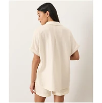 Pact Women's Organic Cotton Coastal Double Gauze Oversized Shirt