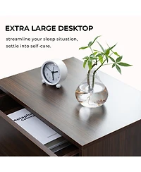 Rainsken Led Nightstands with 3 Storage Drawers, Modern Bedside Tables with Acrylic Board Led Lights