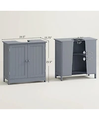 Sillysis 23.5 Inch Under Sink Bathroom Cabinet, Mdf Vanity with Adjustable Shelf for Pedestal Storage