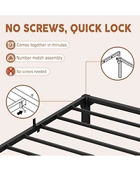 gaomon Queen Bed Frame 14 Inch Metal Platform No Screws 800 Lbs Heavy Duty Tool-Free Iron Slats No Box Spring