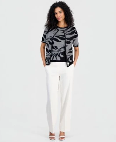 Anne Klein Printed Cardigan Sweater Top
