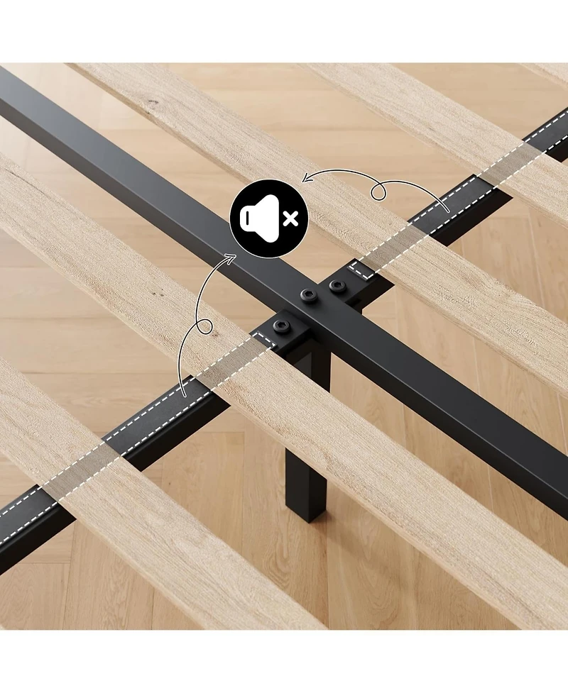 gaomon Platform Bed Frame with Adjustable Headboard - Strong Wooden Slats & Metal Legs, No Box Spring Needed, Noise-Free, Easy Assembly