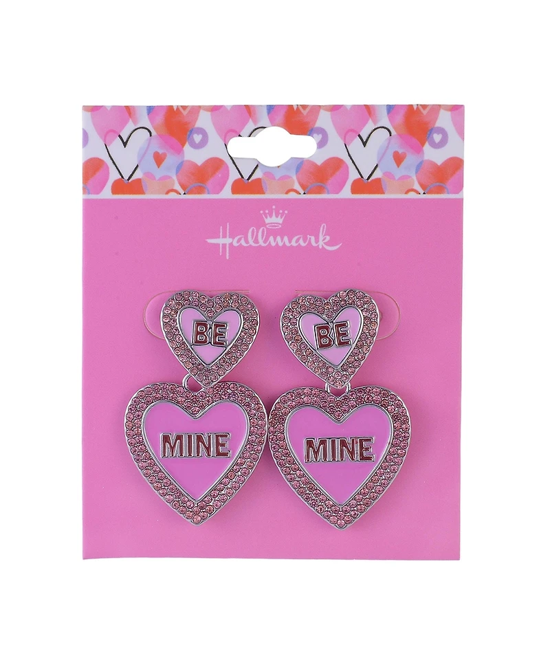 Hallmark Be Mine Pink Enamel Conversation Heart Earrings