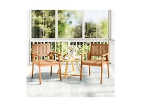 Slickblue 2-Piece Acacia Wood Patio Chairs with Rattan Backrests and Arms