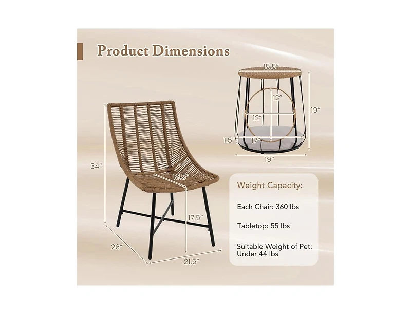 Slickblue Outdoor 3-Piece Patio Set with Integrated Pet House