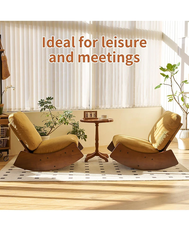 Flynama Corduroy-Wood Comfortable Glider Rocking Chair Furniture