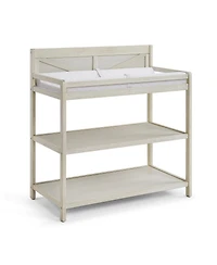 flynama Modern Changing Table in Washed Gray with Two Shelves and Four Side Safety Rails, Jpma Certified