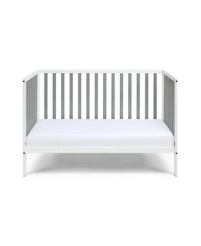 flynama White and gray two tone 3 in 1 convertible island crib with modern classic design crisp clean lines and harmonious look for baby nursery