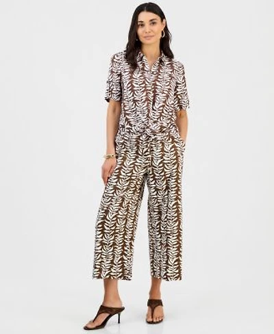 I.N.C. International Concepts Petite Printed Twist Hem Top Wide Leg Pants Macys Exclusive