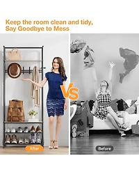 gaomon Hall Tree 4-In-1 Entryway Coat Rack with 5 Hooks and Shoe Storage Bench